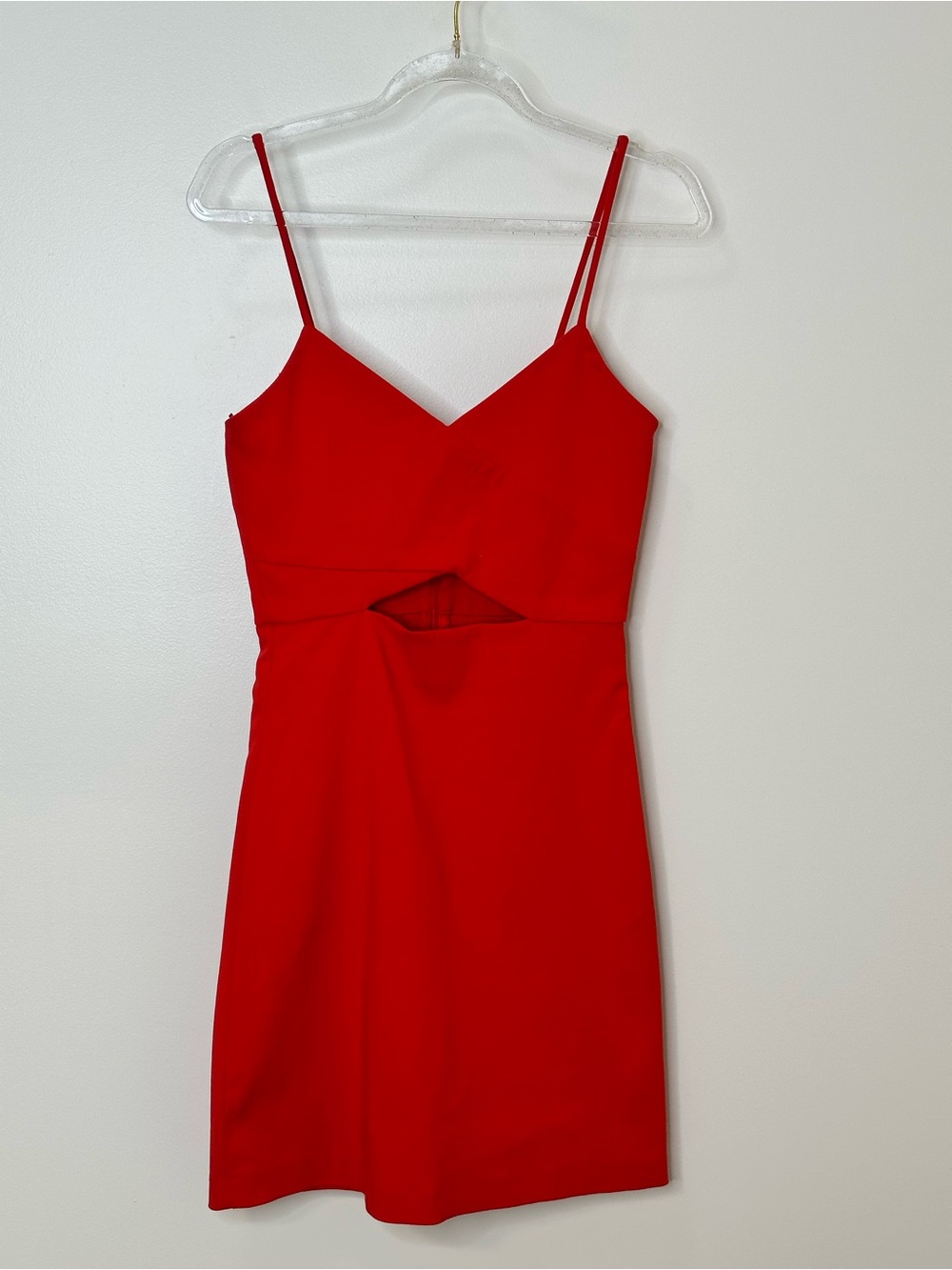 Zara Red Cut Out Mini Dress XS Strappy Bodycon Party Dress - Picture 2 of 5